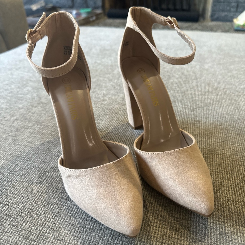 Elegant Tan Ankle Strap Heels